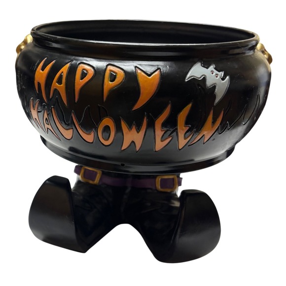 Gemmy Happy Halloween Candy Cauldron Witch Feet Candy Bowl Decoration UNTESTED - Picture 1 of 10